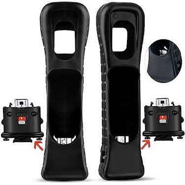 Machine-Ya MachineYa 2 Pack Wii Motion Plus Adapterwith Silicon Case for wii Remote Controller External Remote Motion Plus Sensor Controller Wii U Motion Plus Black