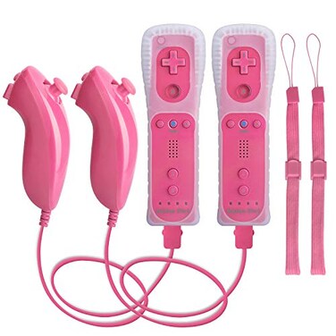 TechKen Motion Plus Wii Controllers 2Packs with Nunchucks Wii Remote Controllers Compatible for wii and Wii U with Built in Motion Plus