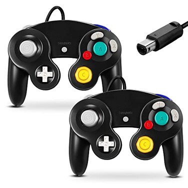 FIOTOK Gamecube Controller Classic Wired Controller for Wii Nintendo Gamecube Black2Pack
