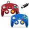 FIOTOK Gamecube Controller Classic Wired Controller for Wii Nintendo Gamecube Blue Red2Pack