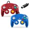 FIOTOK Gamecube Controller Classic Wired Controller for Wii Nintendo Gamecube Blue Red2Pack