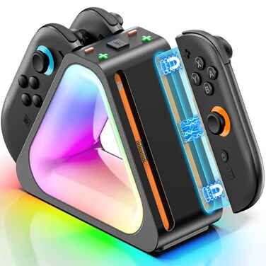 Tokluck Charging Dock for 2025 Nintendo Switch 2 JoypadJoypad 2 Controller Charging Docking Station Ergonomics Magnetic Fast Charger Dock Station with Charging Cable for Nintendo 64 Games