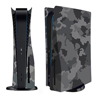 MIKNEKE Face Plate Cover Shell for PS5 Disc Edition Console Faceplates Accessories Compatible with PlayStation 5 Protective Replacement Panels Gray Camouflage