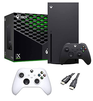 XBox Series X Gaming Console Bundle 1TB SSD Black XBox Console with Two Wireless Controllers Black and White and ahaghug Authorized HDMI Cable