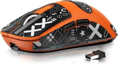 MANBASNAKE Attack Shark X3 Wireless Gaming Mouse 49g Triple Mode Ergonomic Computer Mouse PAW3395 26K DPI Sensor 200h Battery Life Griptape Programmable Buttons for PCLaptopMac Orange