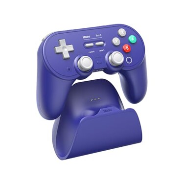 8Bitdo Pro 3 Bluetooth Controller with Swappable ABXY Buttons TMR Joysticks Hall Effect Triggers Pro Back Buttons Charging Dock for SwitchSwitch 2 Windows Apple SteamOS Android Purple