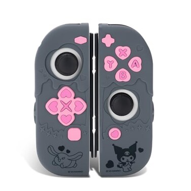 Kuitmor Silicone Protective Shell Compatible with Joy con of Switch 2017OLED Soft Silicone Cover Case AntiScratch Protective Case for Switch 1OLED Controllers Black Kuromi