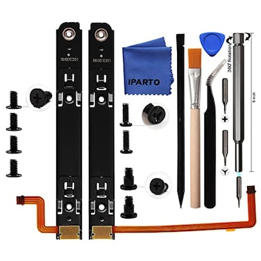iParto Replacement Right and Left Slide Rail Replacement for Nintendo Switch OLED Console Slide Rail with Flex Cable Replacement Kit for NS Switch OLED Slider Bracket Slide Bar