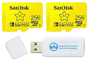 Everything But Stromboli SanDisk Nintendo Switch MicroSD 256GB Memory Card 2 Pack for Nintendo Switch OLED Model SDSQXAO256GGNCZN U3 Class 10 4K UHD Bundle with 1 MicroSDXC SD Card Reader