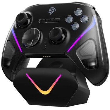 EasySMX D10 Wireless Game Controller TMR AntiDrift Joysticks DualMode Triggers 1000Hz Polling Mechanical Buttons RGB Bluetooth Gamepad for PCSwitchSwitch2iOSAndroid with Charging Dock