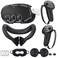 KANG YU Silicone Cover Compatible with MetaOculus Quest 3 Accessories VR Silicone Face Cover VR Shell CoverTouch Controller Grip CaseCamera Lens Protector Set Black
