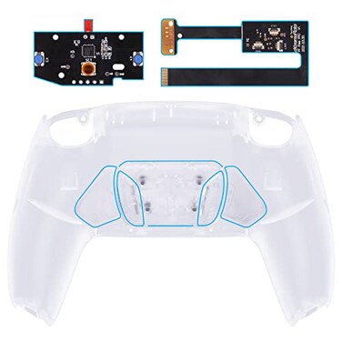 eXtremeRate Clear Programable RISE4 Remap Kit for PS5 Controller BDM 010 BDM 020 Upgrade Board Redesigned Back Shell 4 Back Buttons for PS5 Controller Controller NOT Included