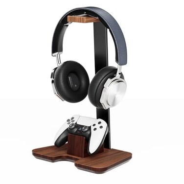 CUIWHRL Controller Stand Wood Headphone Stand for Desk Gaming Desk Accessories Controller Holder for Gaming Equipment Headset Holder