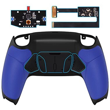 eXtremeRate Blue Rubberized Grip Programable RISE4 Remap Kit for PS5 Controller BDM 010 BDM 020 Upgrade Board Redesigned Back Shell 4 Back Buttons for PS5 Controller Controller NOT Include