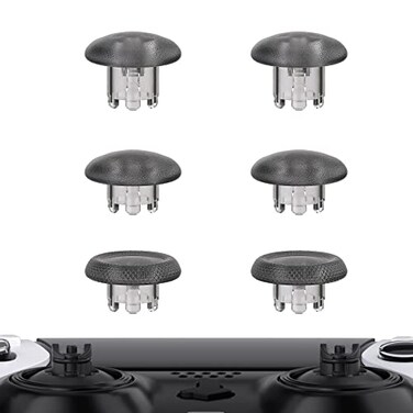 eXtremeRate Clear Black Replacement Swappable Thumbsticks for PS5 Edge Controller Custom Interchangeable Analog Stick Joystick Caps for PS5 Edge Controller Without Controller Thumbsticks Base