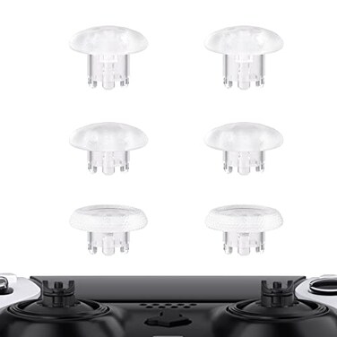eXtremeRate Clear Replacement Swappable Thumbsticks for PS5 Edge Controller Custom Interchangeable Analog Stick Joystick Caps for PS5 Edge Controller Controller Thumbsticks Base NOT Included
