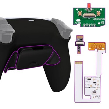 eXtremeRate Black Back Paddles Programable Rise V3 Remap Kit for PS5 Controller BDM030 040 050 Upgrade Board Redesigned Bottom Shell Back Buttons Attachment for PS5 Controller NO Controller