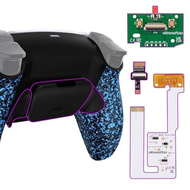eXtremeRate Textured Blue Back Paddles Programable Rise V3 Remap Kit for PS5 Controller BDM030 040 050 Upgrade Board Redesigned Back Shell Buttons Attachment for PS5 Controller NO Controller