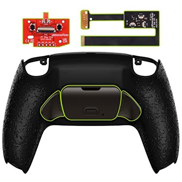 eXtremeRate Textured Black Real Metal Buttons RMB Version Rise 20 Remap Kit for PS5 Controller BDM 010 020 Upgrade Board Redesigned Back Shell Programable Back Buttons Set for PS5 Controller