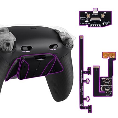 eXtremeRate RISE4 Plus MAX Back Paddles Kit with Clicky Trigger Stops Rubberized Grip for PS5 Controller BDM030 040 050 Remappable Back Buttons Kit for PS5 Controller Black NO Controller