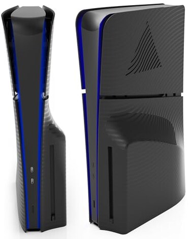 Foamy Lizard StealthPlates v20 LowProfile PS5 Slim Cooling Vent Faceplate for PlayStation 5 Slim Console Replacement Matte Shell Accessories High Strength ABS Vented Precise Fit Black Disc
