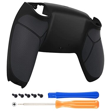 eXtremeRate Black Performance Rubberized Grip Custom Back Plate Bottom Shell Compatible with ps5 Controller Replacement Back Shell Cover Compatible with ps5 Controller