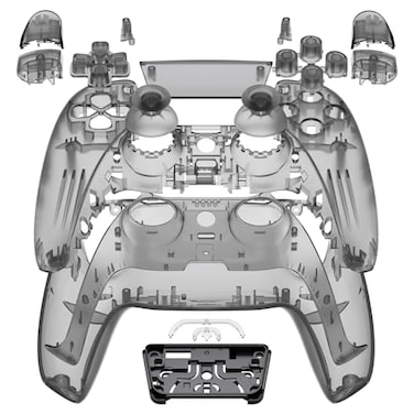 eXtremeRate Full Set Shell with Buttons Touchpad Cover Clear Black Custom Replacement Decorative Trim Shell Front Back Plates Compatible with p s 5 Controller BDM030 BDM040 BDM050