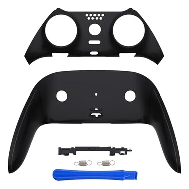 eXtremeRate Top Bottom Decorative Trim Shell Compatible with ps5 Edge Controller DIY Replacement Front Back Clip Shell Custom Black Plates Cover Compatible with ps5 Edge Controller