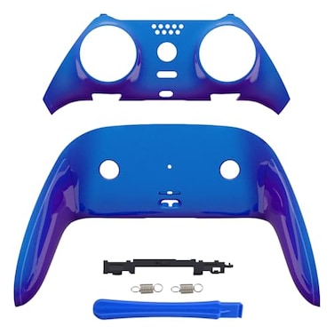 eXtremeRate Top Bottom Decorative Trim Shell Compatible with ps5 Edge Controller DIY Replacement Front Back Clip Shell Custom Chameleon Purple Blue Plates Cover Compatible with ps5 Edge Controller