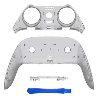 eXtremeRate Top Bottom Decorative Trim Shell Compatible with ps5 Edge Controller DIY Replacement Front Back Clip Shell Custom Clear Black Plates Cover Compatible with ps5 Edge Controller