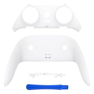 eXtremeRate Top Bottom Decorative Trim Shell Compatible with ps5 Edge Controller DIY Replacement Front Back Clip Shell Custom White Plates Cover Compatible with ps5 Edge Controller