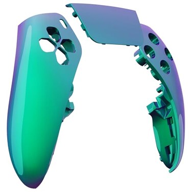 eXtremeRate Left Right Front Top Shell Touchpad Compatible with ps5 Edge Controller Chameleon Green Purple Replacement Faceplate Shell Custom Touch Pad Cover Compatible with ps5 Edge Controller