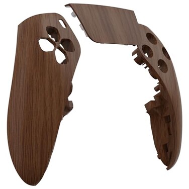 eXtremeRate Left Right Front Top Shell with Touchpad Compatible with ps5 Edge Controller Wood Grain DIY Replacement Faceplate Shell Custom Touch Pad Cover Compatible with ps5 Edge Controller