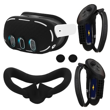 OOAVR VR Silicone Cover Set for OculusMeta Quest 3 AccessoriesVR Controller Grips CoverVR Shell CoverVR Silicone Face PadVR Thumbstick CoversBlack