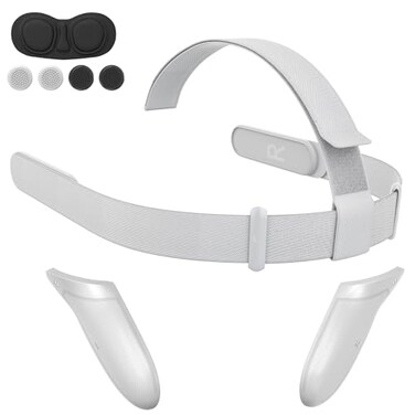 TanReginal Head Strap Kit for 0culus Quest 2 Headset Replacement HeadStrap for Meta Quest 2 for 1 0culusQuest2 Head Strap1 Pair Battery Covers1EVA Lens Cap4pcs Joystick Caps