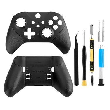 BSUZUN Front and Back Housing Shell Replacement Kit for Xbox Elite Series 2 Controller Includes Faceplate Grip Cover and Repair Tools Black