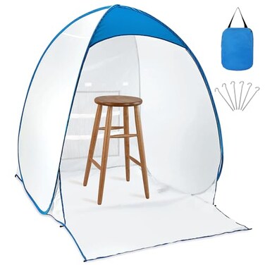 Bofoho Paint Spray Booth Tent Portable and Foldable Spray Paint Booth Tool with Vents Tool for Small DIY Painting Popup Windproof EasytoClean Paint Station Blue