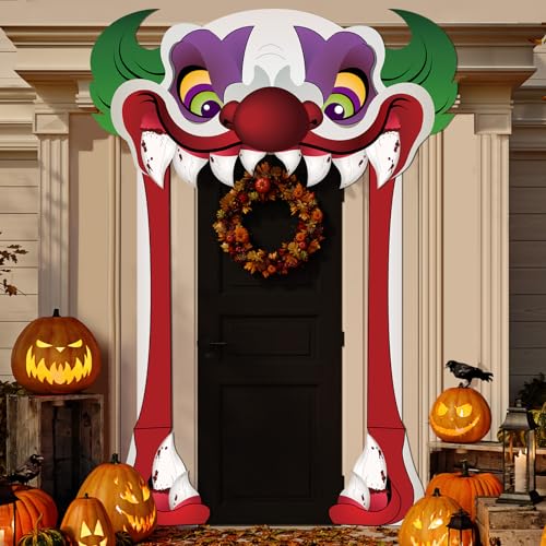 تشونين Chunnin Halloween Creepy Clown Theme Door Banner Horror Clown Scary Stand Up Background