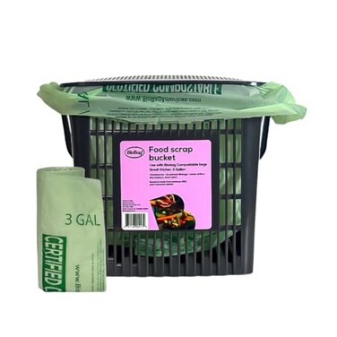 BioBag Countertop Kitchen Compost Bin 25 Count 3Gallon Compostable Bags BPI ASTM D6400 Approved Ventilated DishwasherSafe Counter Scrap Bin
