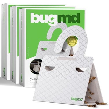 BugMD Clothes Pantry Moth Traps 18 Count Sticky Glue PheromoneBased Repellent for Closets Cabinets Wardrobes NonToxic White