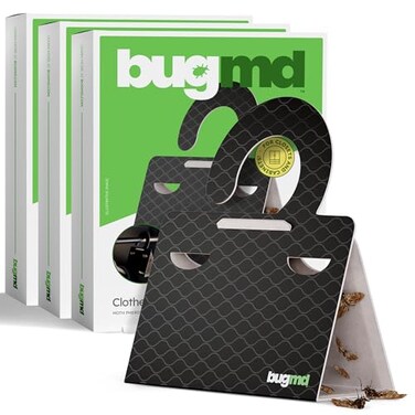 BugMD Clothes Pantry Moth Traps 18 Count Sticky Glue PheromoneBased Repellent for Closets Cabinets Wardrobes NonToxic Black