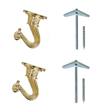 Rocky Mountain Goods Ceiling Swag Hook 2 Pack with Mounting Hardware 1 12 Heavy Duty Swag Hooks for Hanging Planter Ceiling or Extender Chains Easy Install with ScrewsBrackets Brass
