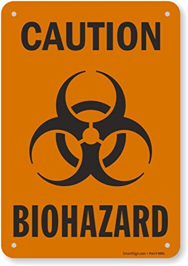 SmartSign Caution Biohazard Sign 7 x 10 Aluminum