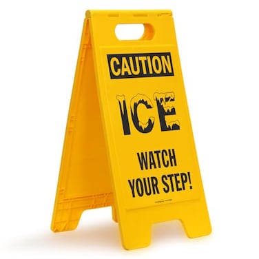 SmartSign Caution Ice Watch Your Step Folding Floor Sign 25 x 12 Plastic