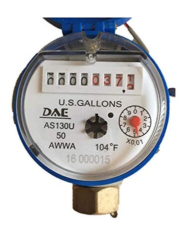 DAE AS130U50P 12 Water Meter with Pulse Output Measuring in Gallon Couplings