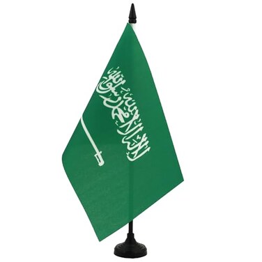 AZ FLAG Saudi Arabia Table Flag 5 x 8 Saudi Arabian Desk Flag 21 x 14 cm Black plastic stick and base