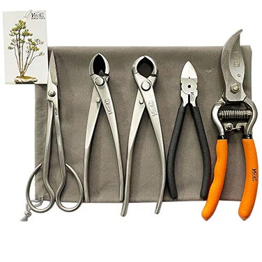 vouiu 5Piece Bonsai Tool SetBonsai ScissorsConcave CutterKnob CutterWire Cutter