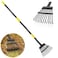 Feblomst Rake Garden Leaf Rakes for Lawns Heavy Duty Yard Metal Rake Tools with 9 Small Narrow Rake Head 65 Adjustable Long Handle 11 Steel Tines Quick Clean up Rake for Shrub Flower Bed Camping