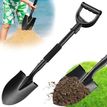 Feblomst Shovel Garden Shovels for Digging Gardening Heavy Duty 31 inch Small Short Metal Shovel with DHandle Sharp Round Point Blade Comfort Grip Camping Off Road Soil Kids Sand Beach Mini Spade Tool