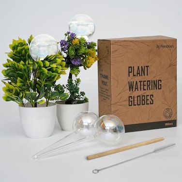 PlanKKers Iridescent Self Watering Globes Glass Rainbow Plant Watering Globes Self Watering Planter Insert Automatic Plant Waterer Indoor Medium4 Pcs Iridescent Medium